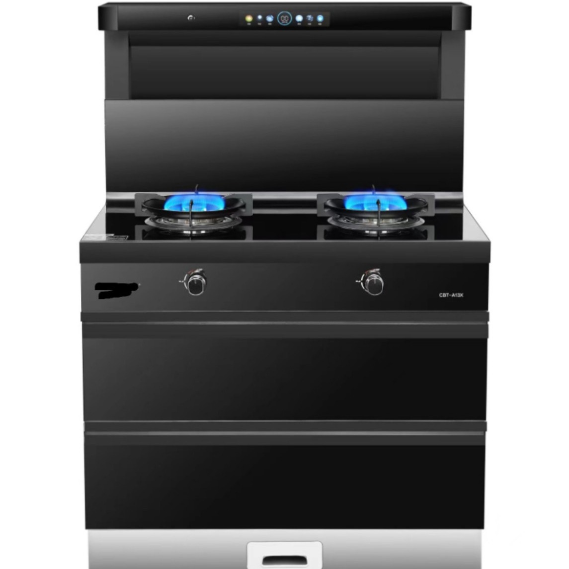 Integrated stove automatic cleaning voice-controlled voice Xiaozhi switch kitchen ventilator stove disinfection cabinet one-piece suit lower smoke exhaust