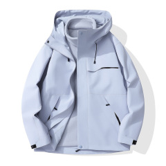 冲锋衣户外三合一印制印logo防泼水棉服工作服秋冬防水登山外套男