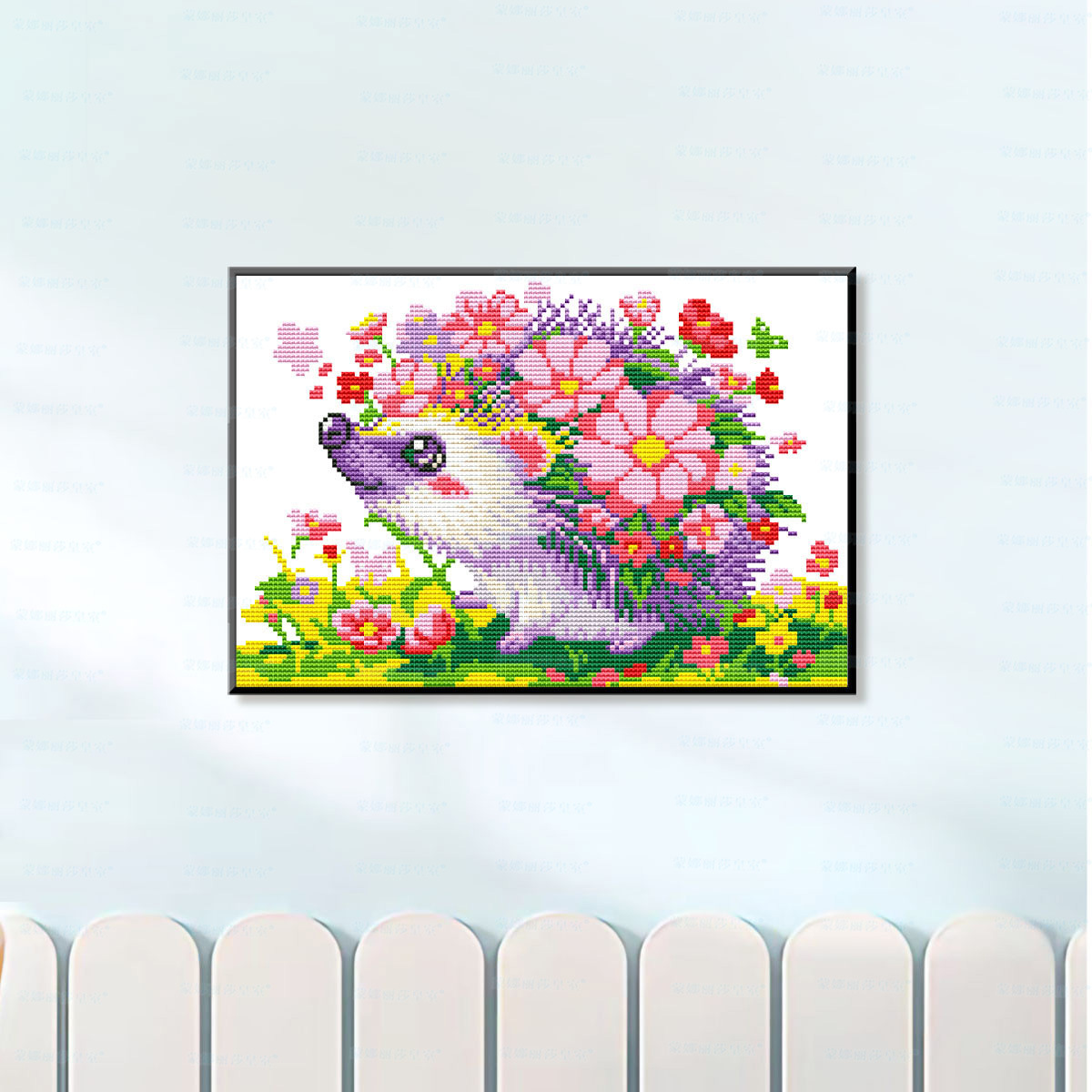Mona Lisa real bordado cruzado flores erizo nuevo estilo minimalista piezas frescas lindas sala de estar bordado cruzado a mano