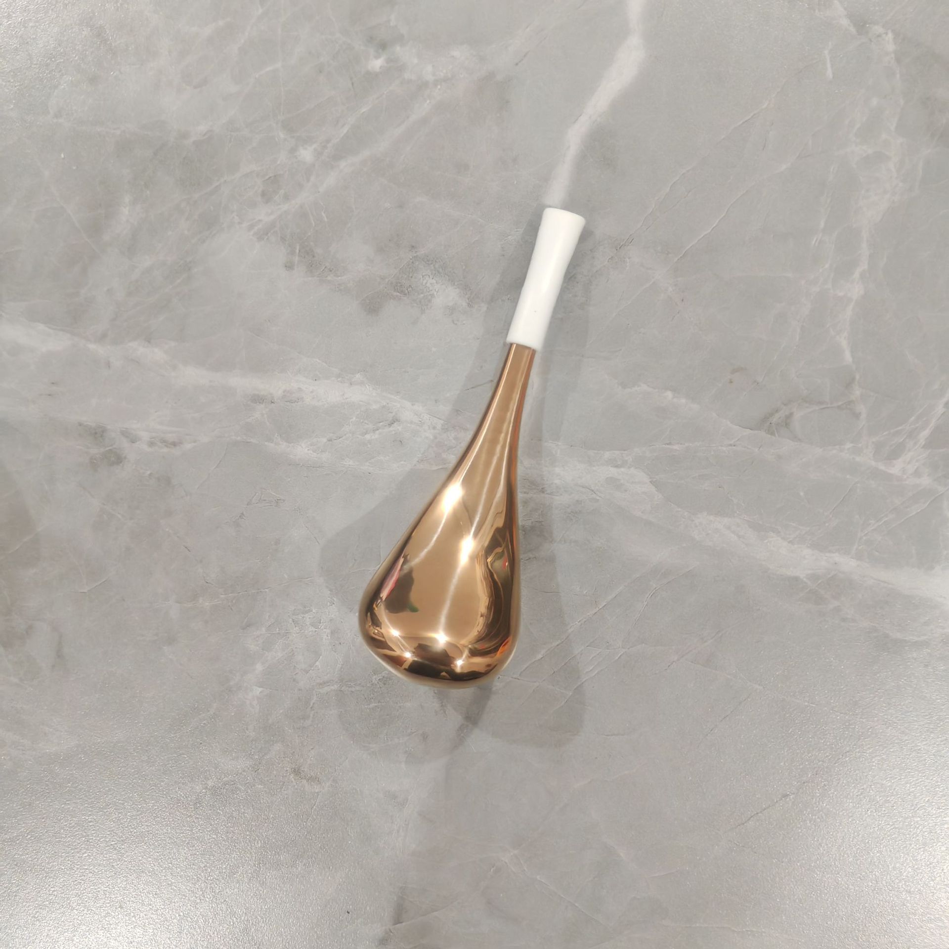 아이스 스푼(장미 골드 파이프 싱글 스타일) 흰색 손잡이