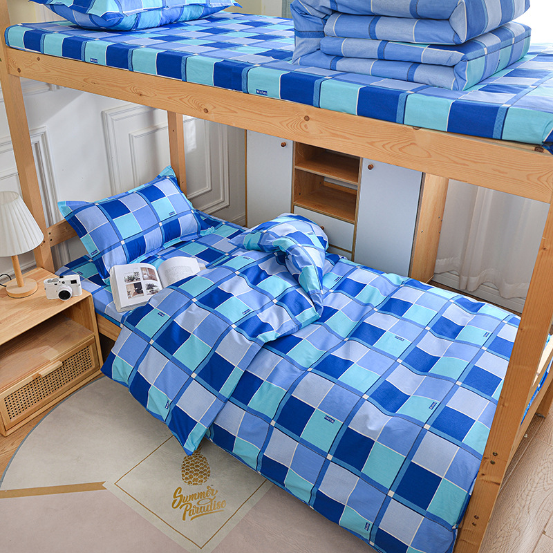 Gaya pelajar (katun murni 133x72) / Set tiga potong [sarung quilt 155*210, sprei 150*220, sarung bantal 48*74cm]