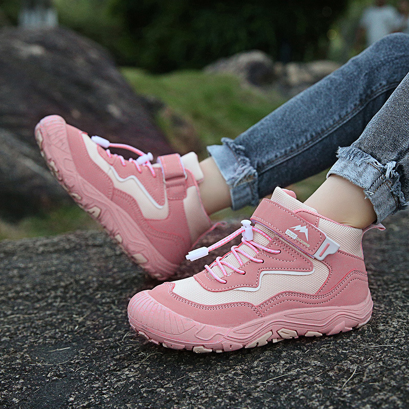 Boys' hiking shoes spring and autumn new children's non-slip wear-resistant breathable sneaker outdoor high-top casual hiking shoes Boys' hiking shoes spring and autumn new children's non-slip wear-resistant breathable sneaker outdoor high-top casual hiking shoes
