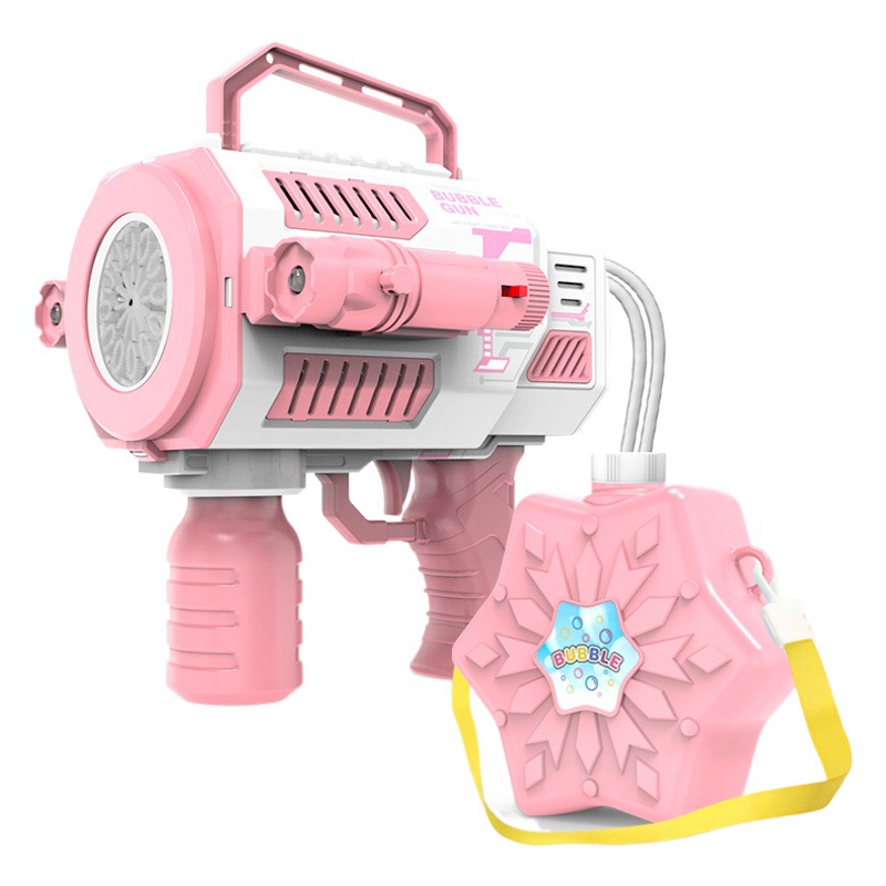 Máquina de burbujas de 12 hoyos mochila para niños pistola de burbujas automática sonido y luz eléctrica con linterna máquina de burbujas de celebridades de Internet al por mayor