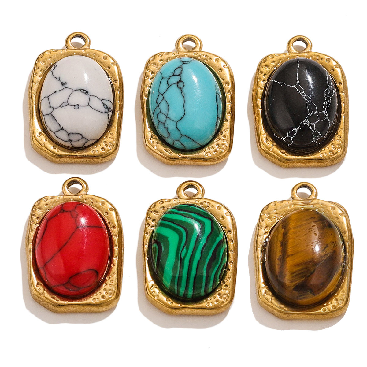 Inswind nuevo colgante de acero inoxidable cuadrado simple colgante turquesa mirad personalidad joyas colgante al por mayor