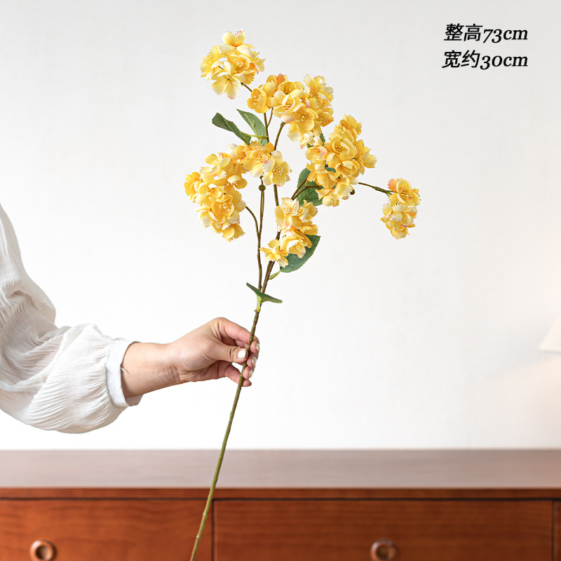 Color caramelo con ramas largas decoración de flores de cerezo flor de simulación de alto nivel realista decoración de flores de seda flor de decoración flor de decoración flor de decoración