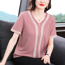 妈妈夏装上衣40岁洋气中年妇女短袖T恤女大码宽松女士上衣小衫