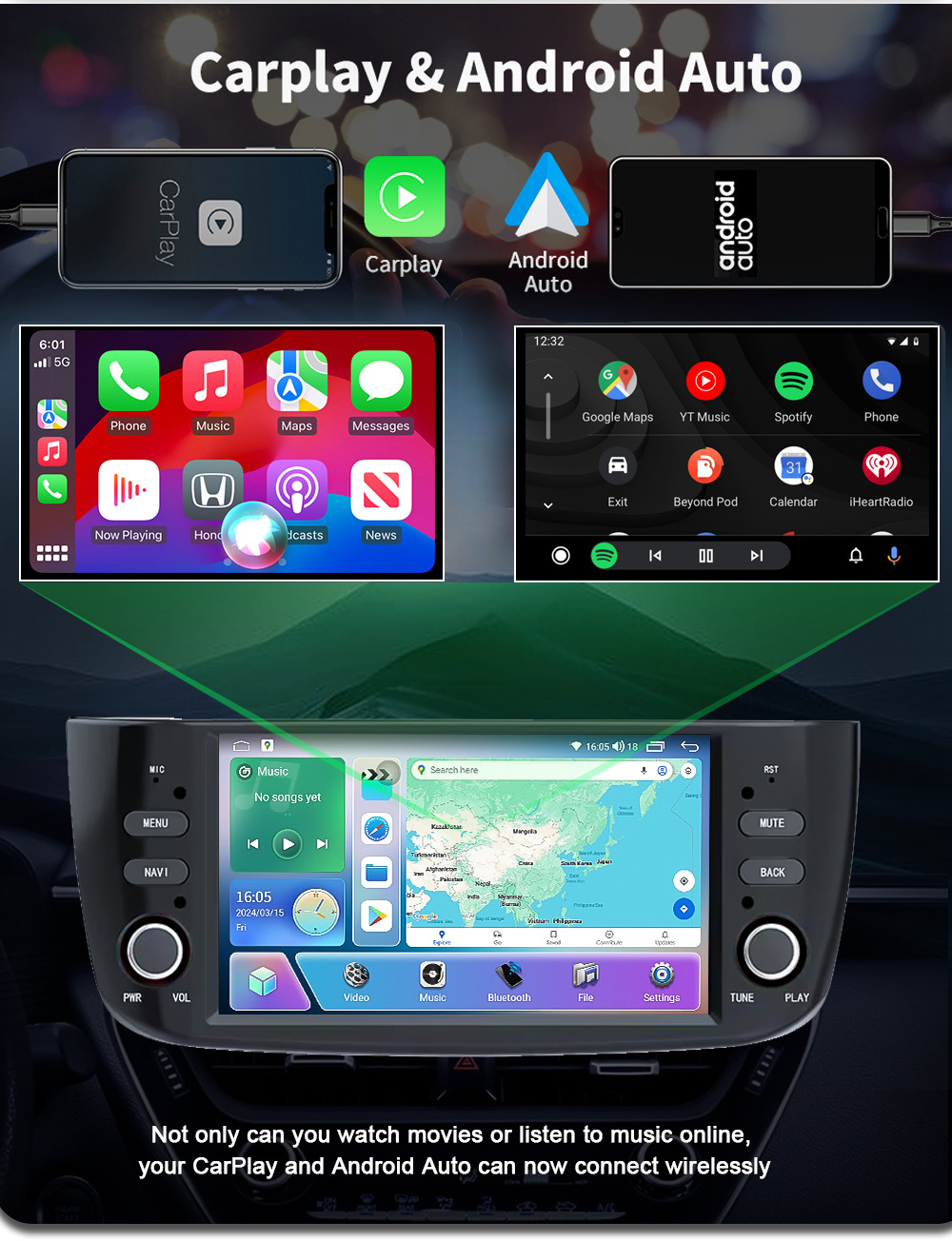 Cross-Border Compatible Fiat Punto Wireless Carplay Car Navigation Gps Android Car Dvd Bluetooth Radio