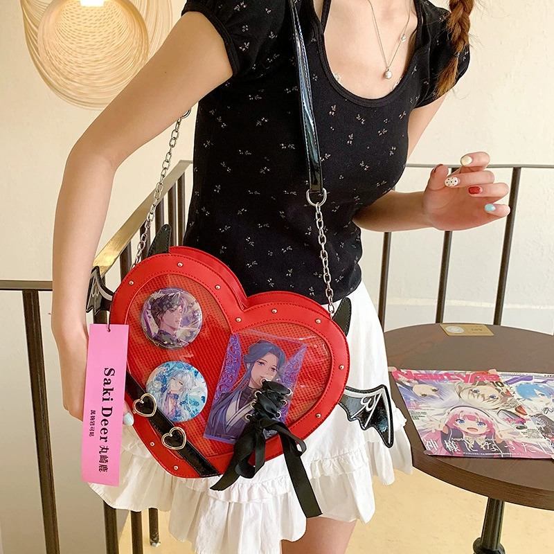 Оригинальная новая двумерная сумка в форме сердца, модная сумка через плечо в уличном стиле для горячих девушек, сумка для куклы на Хэллоуин