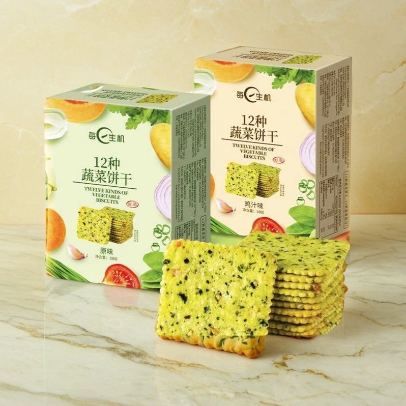 每日生机12种蔬菜苏打饼干180g鸡汁原味鲜脆薄饼网红代餐小吃零食