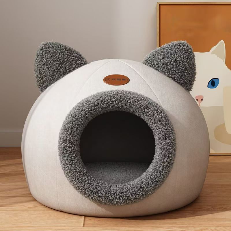 猫窝四季通用半封闭宠物猫帐篷猫屋睡垫小型犬狗狗窝冬天保暖可拆|undefined