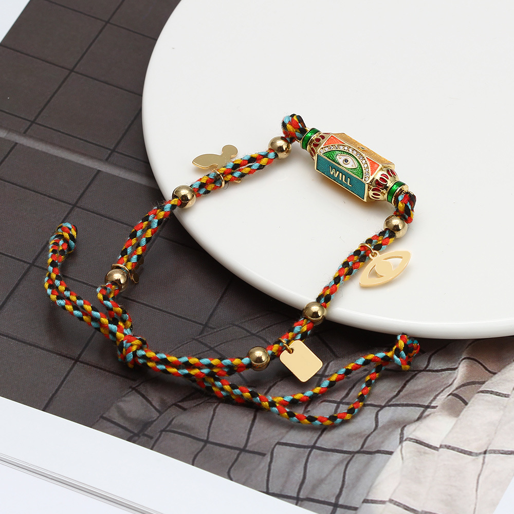 Simple Style Devilu0027S Eye Copper Inlay Rhinestones Bracelets 1 Piece