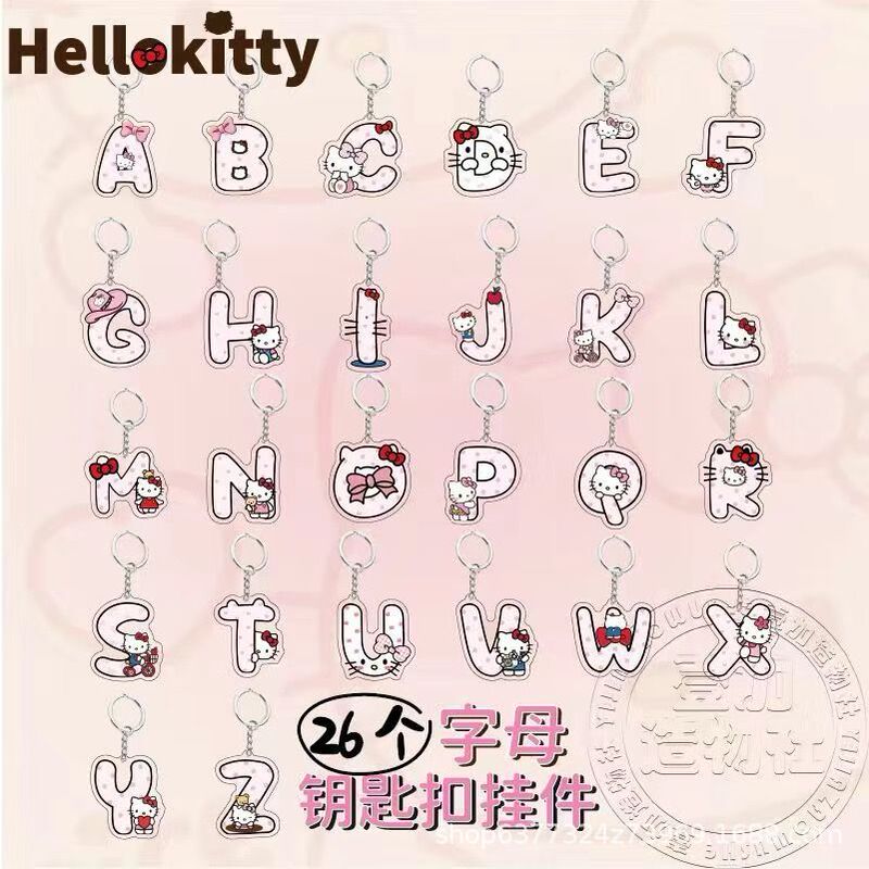 Kt Cat Letter Keychain School Bag Pendant Acrylic Kitty Cat Pendant Couple Student Gift Cartoon Cute