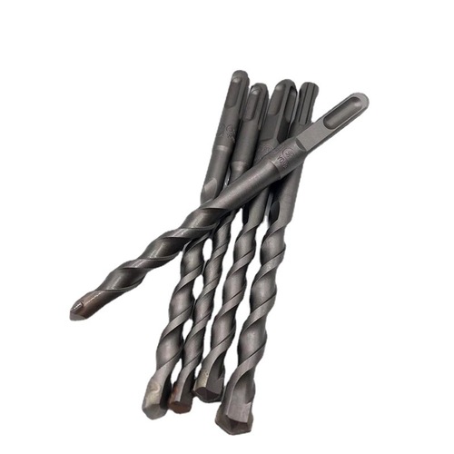 Straight handle electric hammer impact drill bit for wall penetration, round handle, two pits, two slots, square handle, four pits, concrete cement steel bar drilling
