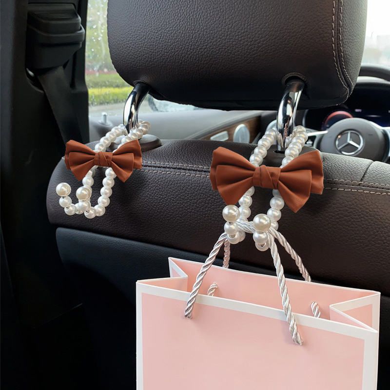 Gancho de lazo de perla para coche Gancho trasero del asiento delantero para coche Gancho pequeño multifuncional para coche