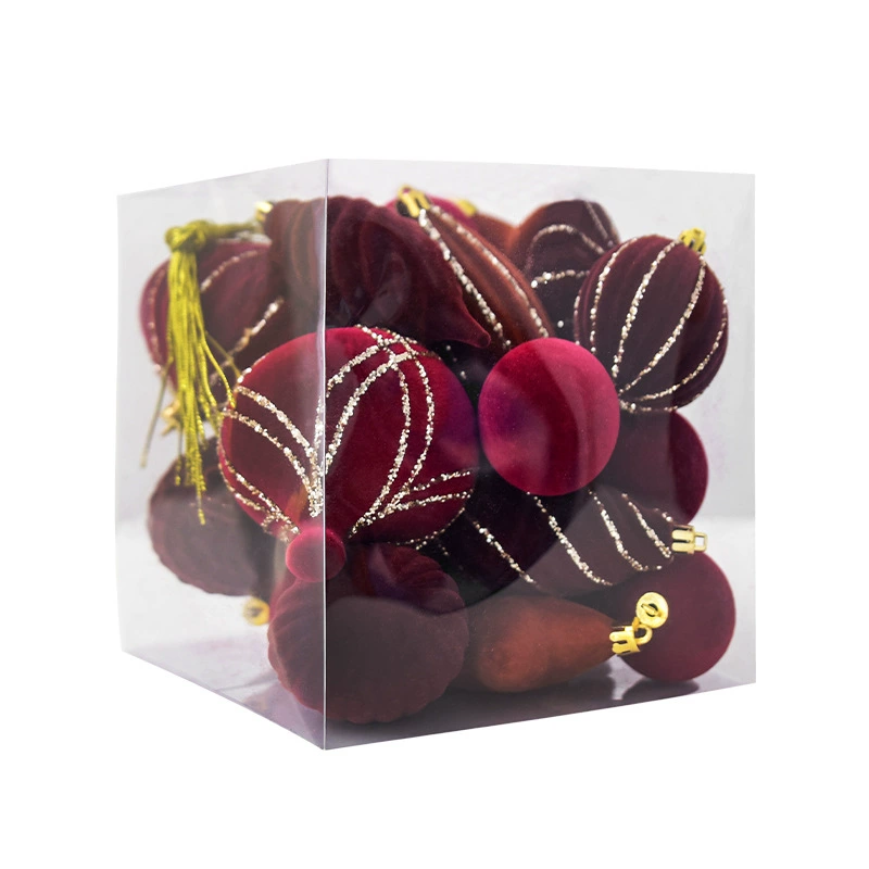Christmas tree ornaments (NUCHI), flocked velvet & painted baubles, 24‑piece assorted set
