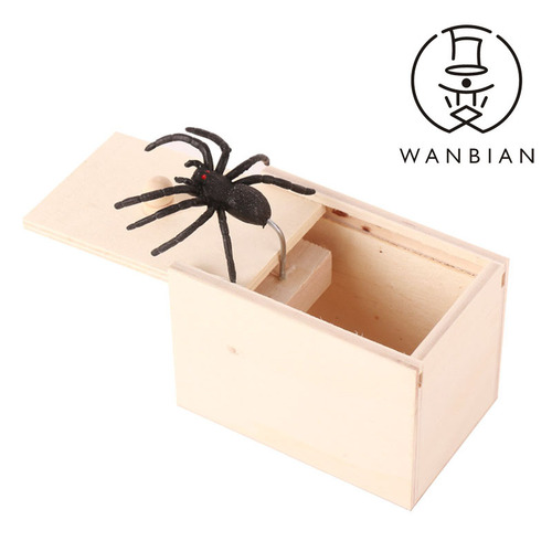 Tricky toys, scary wooden box, funny bug box, spider box, scary little wooden box