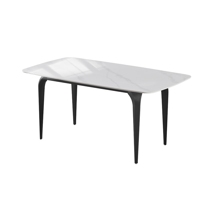 Mesa de comedor de tabla de roca pequeña casa nueva mesa de comedor de lujo moderna simple mesa de comedor rectangular mesa de comedor de piernas de elefante
