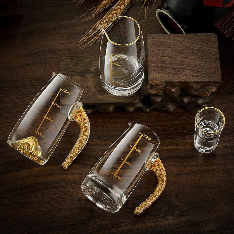 Vidrio de 100ml botella de licor con calibración de cantidad doméstica botella de licor de vino tinto pequeña botella de vinos de licor separador de licor