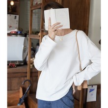 260克重磅新疆长绒棉宽松直口长袖二本针春秋百搭纯色打底衫女