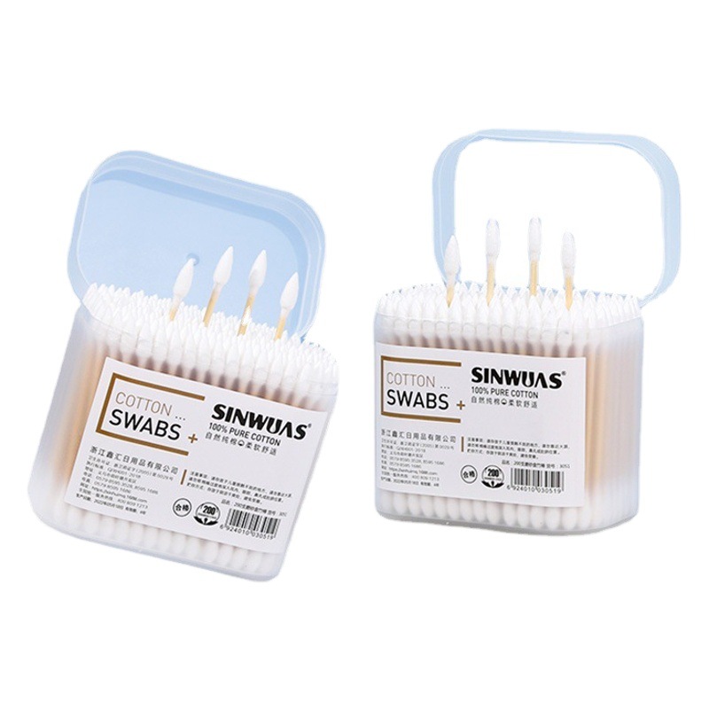 Shiyou hisopos de algodón en caja hisopos de algodón de maquillaje desechables hisopos de algodón hisopos de algodón hisopos de doble punta para raspar orejas hisopos de algodón hisopos de algodón