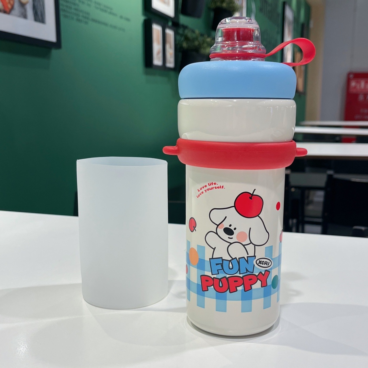 Silicone Water Cup Cover Xiaochaye Diary 700ml Insulated Coaster Anti-Fall Straw Cup Ice Tyrant Transparent All-Inclusive Protective Cover