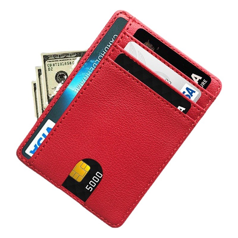 En stock multi-Tarjeta transfronteriza portátil de cuero pu titular de la tarjeta de crédito titular de la tarjeta multi-color personalizable LOGO anti-magnético titular de la tarjeta RFID