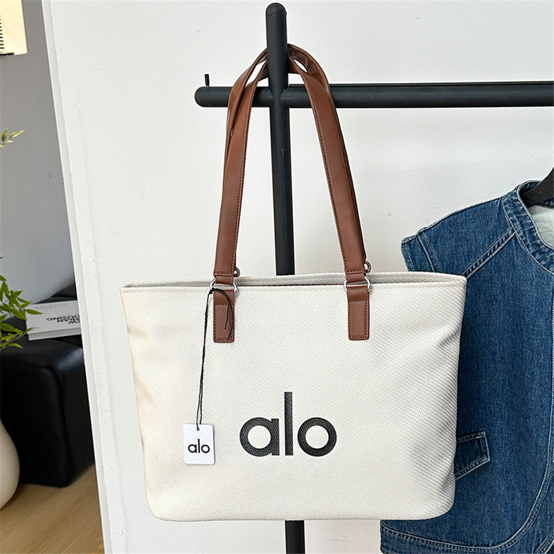 alo韩版简约字母帆布包包小众单肩包通勤手提包大容量托特包女包|undefined