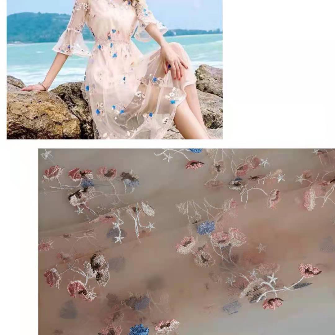 【新品热销】瑞士网小荷花立体刺绣 颜色清新淡雅 刺绣品质好现货