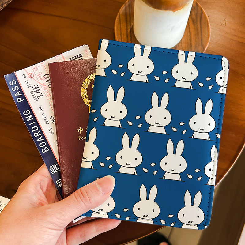 Cute Miffy Cute Card Holder Id Bag Protective Cover Multi-Cartoon Passport Holder Functional Card Can Be Stored for Overseas Travel