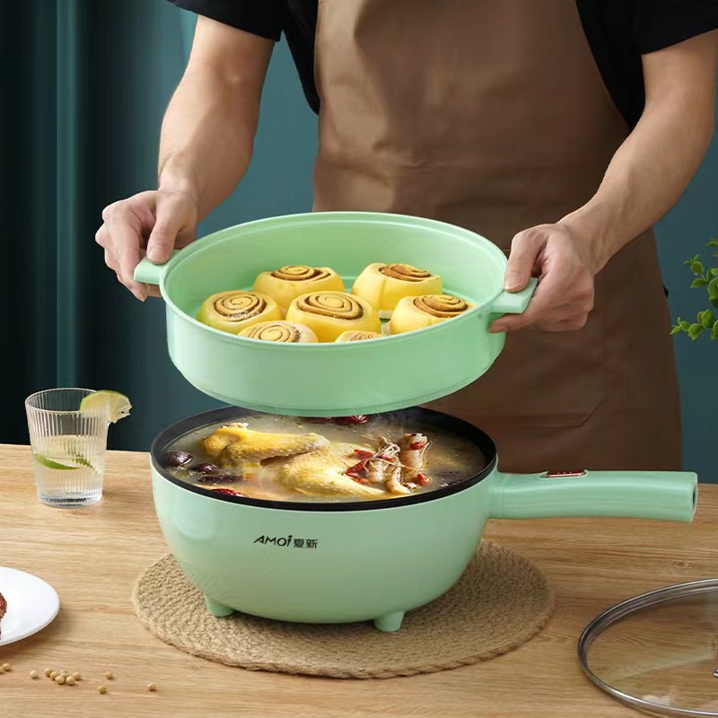 Multi-functional integrated household electric wok large capacity non-stick electric cooker double-layer cooking electric hot pot gift wholesale