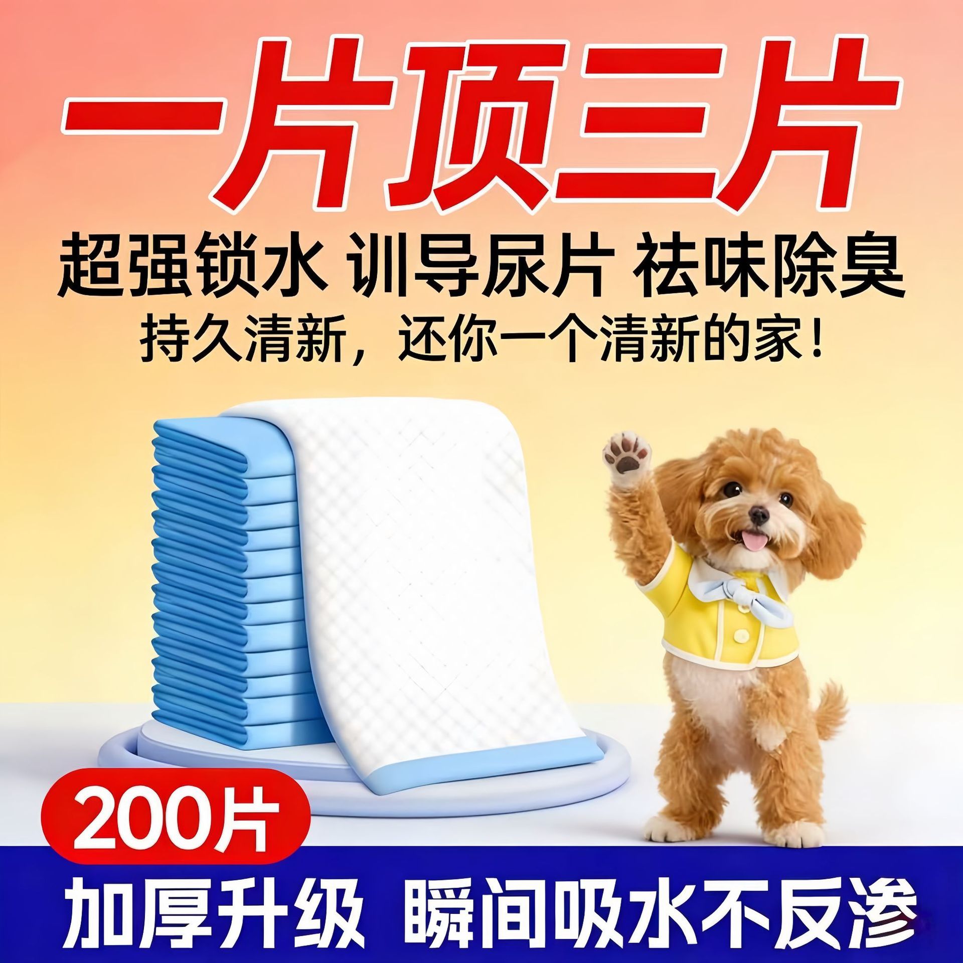 Pet Pee Pads with Super Absorbency and Quick Drying, Thickened Dog Diapers for Teddy Dogs, Fast Drying and Moisture Barrier, Recommended New Product