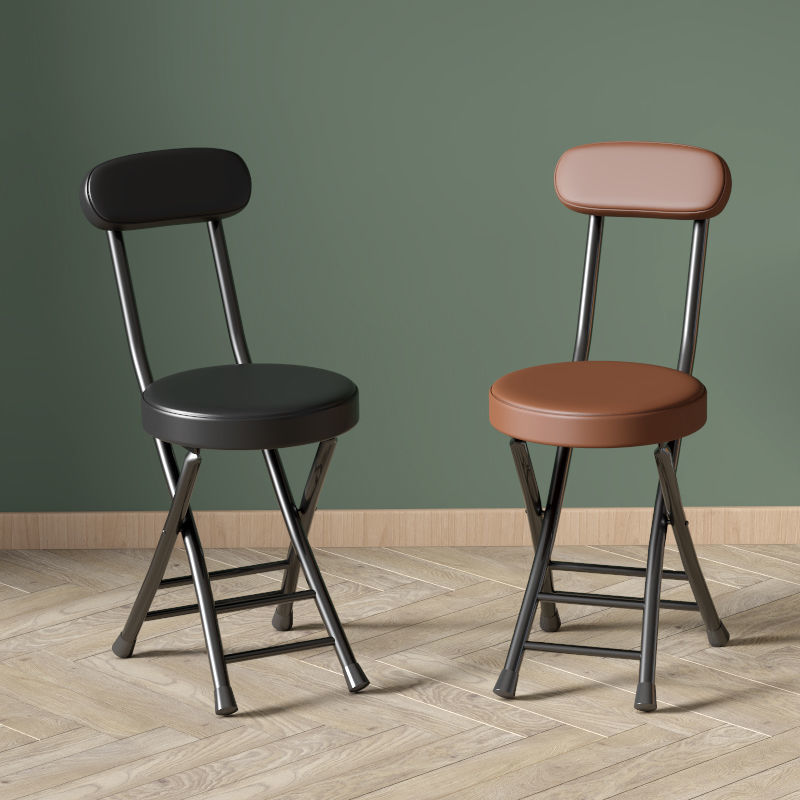 Silla plegable, taburete, silla para el hogar, mesa de comedor, taburete alto, taburete redondo pequeño, banco de respaldo con correa de caballo, simple y portátil