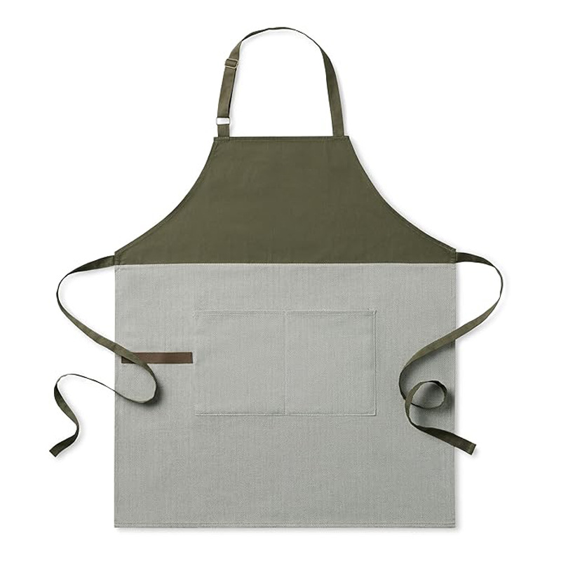 Nuevo delantal de lona transfronterizo logotipo personalizado empalme colgante color colgante café ropa de trabajo delantal de cocina doméstica