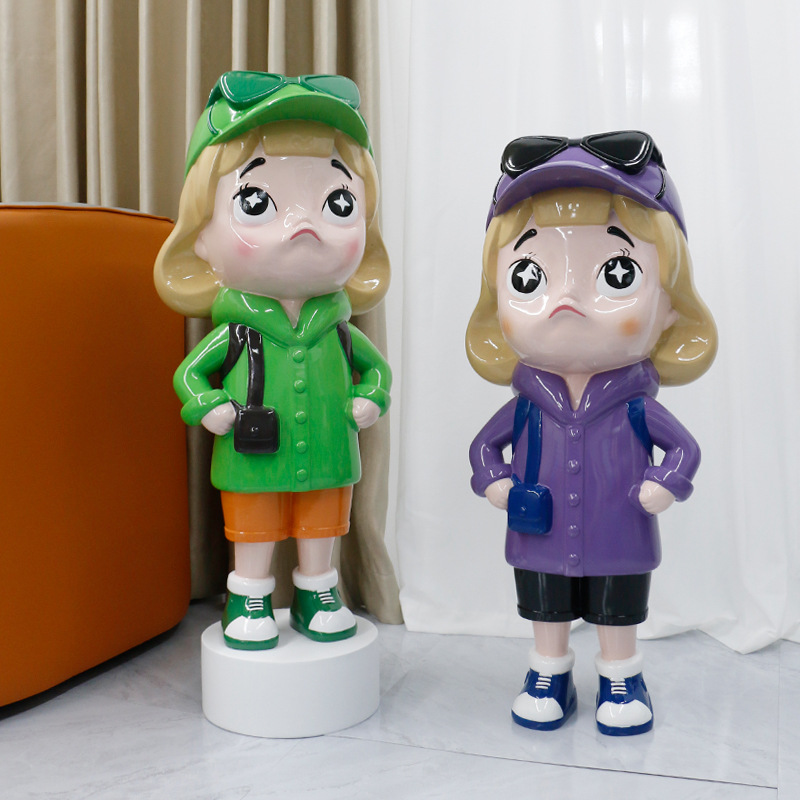 Living room hand-painted little girl sofa TV cabinet model room shop floor large ornaments piggy bank decorations wholesale