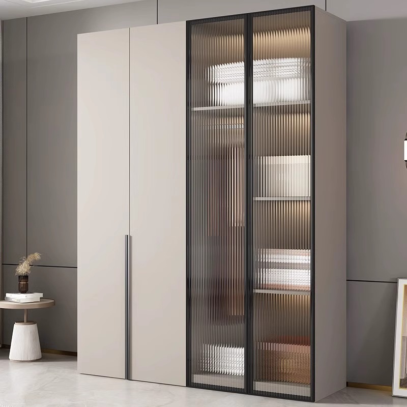 Wardrobe for Home Bedroom Rental 2025 New Simple Cabinet with Glass Door Wardrobe Can Be Customized and Installed for Free