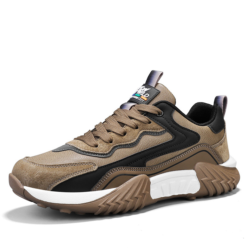 2025 primavera chatarra mano rápida transmisión en vivo Gump zapatos de cuero de suela gruesa impermeable zapatos deportivos para hombres casuales coreanos