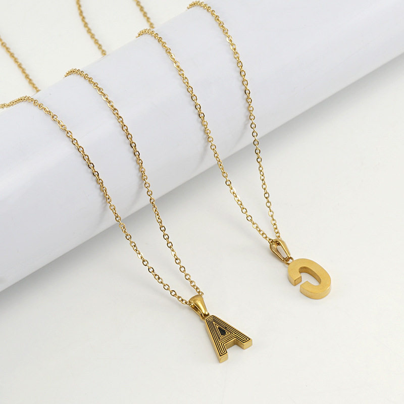 Fashion Letter Stainless Steel Plating Pendant Necklace Colorza_colorza_4