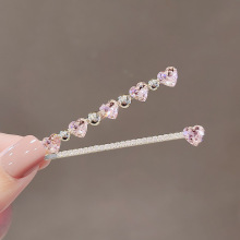 甜酷粉色爱心仿水晶发夹2022女刘海侧边夹一字夹发卡套装水晶镶
