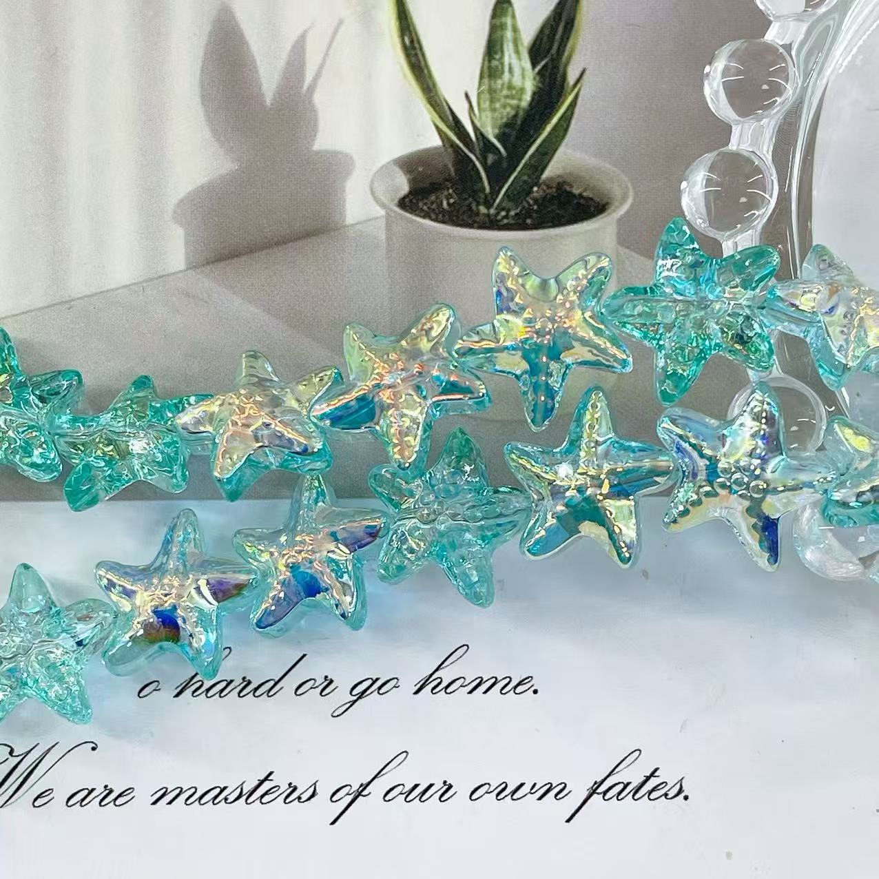 Cuentas de cristal de estrella de mar de 15 mm con orificio horizontal, cuentas de cristal K9 en forma de estrella de cinco puntas, accesorios para pulseras DIY, cuentas sueltas