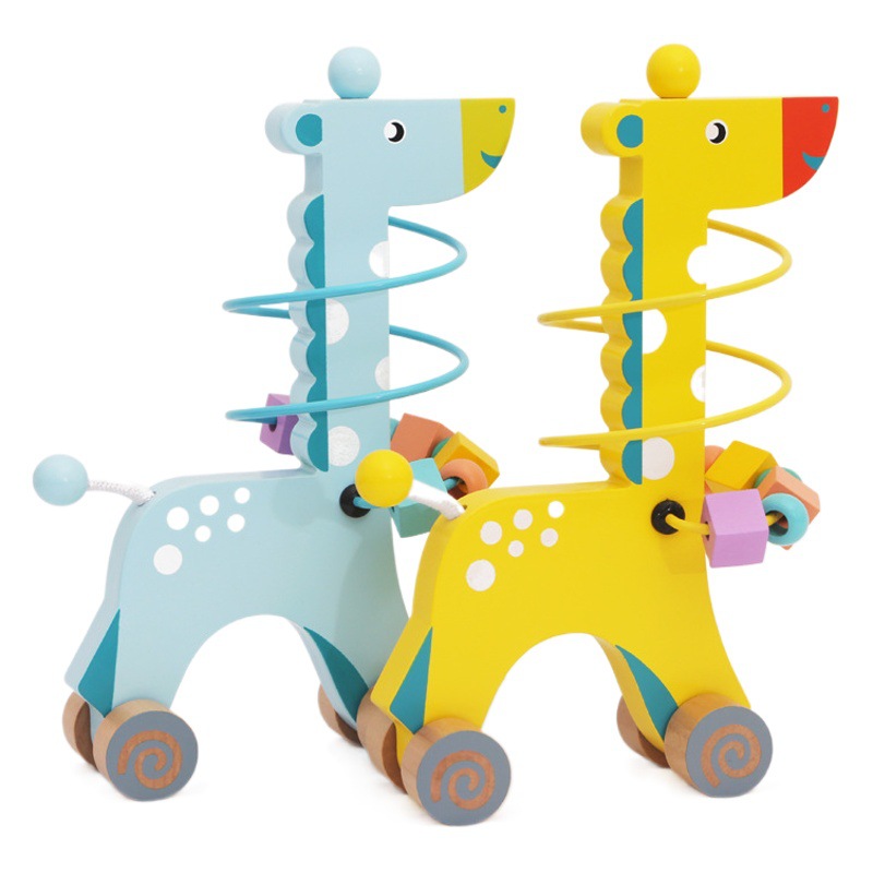 Nuevos niños de madera de educación temprana conjunto de tres piezas forma a juego caja de inteligencia arco iris conjunto columna ciervo grano cochecito juguete