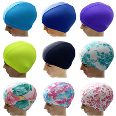 Polyester Fabric Swimming Cap for Adults with High Elasticity, Multi-Color, Individually Packaged Cardboard Pool Hat