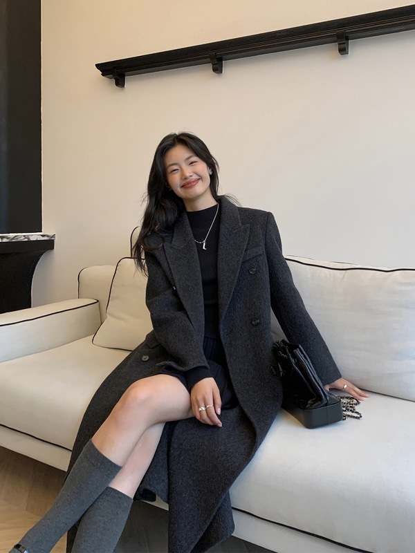pusumede 重磅尖货 羊毛双面呢大衣女廓形中长款高级气质毛呢外套|undefined