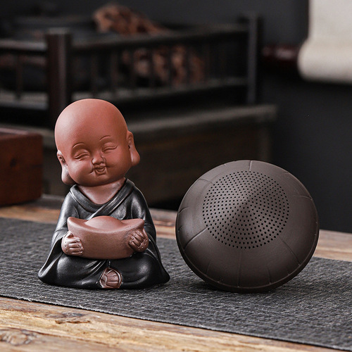 Creative Yixing Clay Teapot Filter with Miniature Monk Design | Household Kung Fu Tea Set for Filtering Tea Components