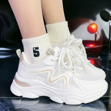 网面老爹鞋女款2025新款春夏季女式厚底女鞋防滑软底休闲运动鞋女