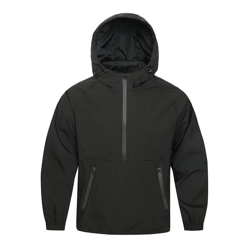 Spring and Autumn Men's Half-Zip Hooded Jacket Outdoor Casual Windbreaker Loose Coat European and American Size Cross-Border Men's Clothing Spring and Autumn Men's Half-Zip Hooded Jacket Outdoor Casual Windbreaker Loose Coat European and American Size Cross-Border Men's Clothing