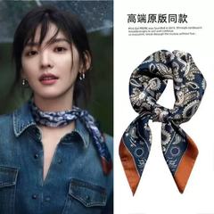 Zhang Ruonan の同じスタイルのシルクスカーフ 2025 新しいカシューナッツレトロ韓国スタイル多用途ネック装飾ハイエンド小さな正方形スカーフ