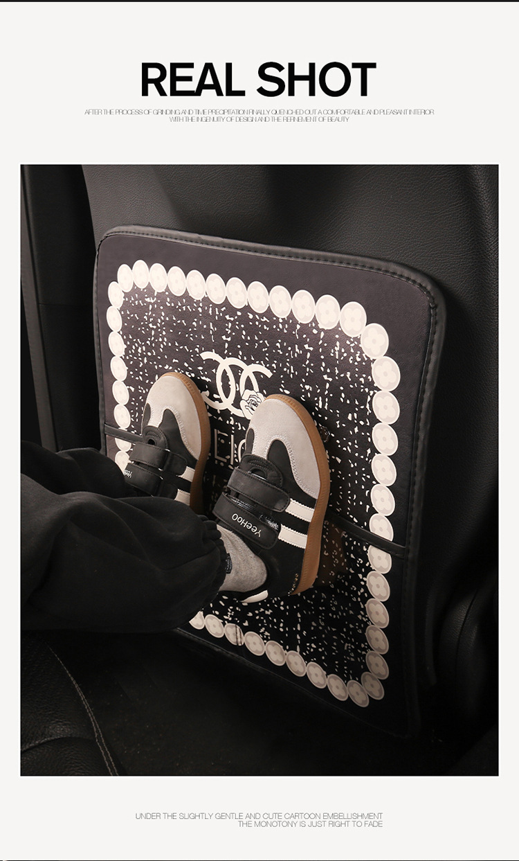 Xiaoxiangfeng Car Anti-Kick Mat Double-C Storage Anti-Kick Mat Seat Back Anti-Stain Children's Dirt-Resistant Pu Floor Mat Foot Mat