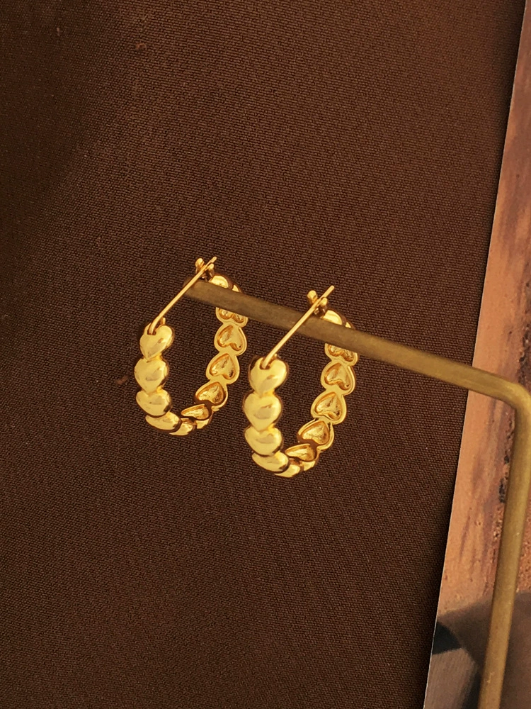 Copper retro metal earrings, simple and elegant design