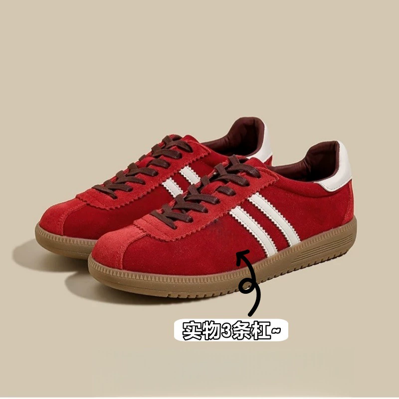 Версия из воловьей кожи ~ Тренировочная обувь Sanyle Moral для женщин Всесезонные ретро Красные дышащие одинаковые юбки Повседневная спортивная обувь Forrest Gump для женщин