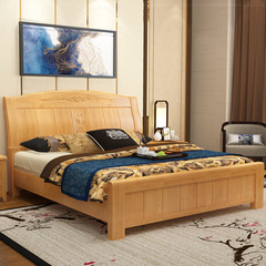 Thick Oak Solid Wood Bed Factory Direct Sale 1.8m Double Bed Home Use Bedroom Wood Bed 1.5m High Box Storage Bed